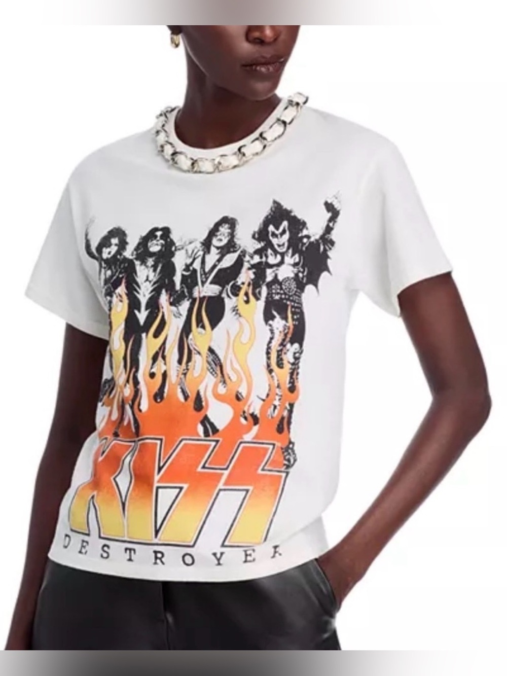 ALICE + OLIVIA Miller Embellished Kiss Cotton Graphic T-Shirt